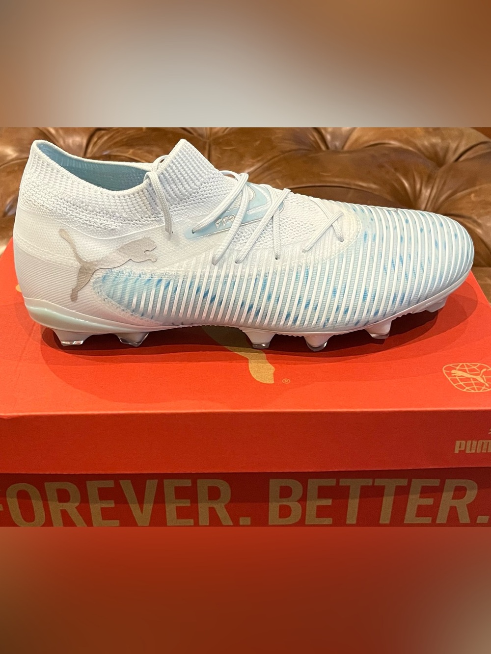 Puma Future 8 Match LU FG/AG Women’s Sz 11.5 Blue-Aqua-White Soccer Cleats NWB